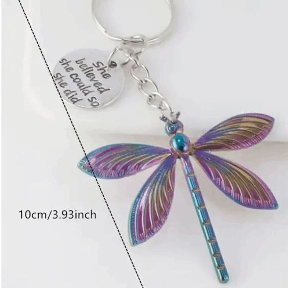 Dragonfly Keychain Keyring with Inspirational Slogan - Picture 5 of 6